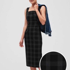 Banana Republic / Black Midi Squareneck Dress